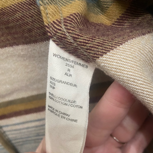 Wool rich Pemberton Striped Cardigan in Red, Blue, and Tan - Picture 4 of 6